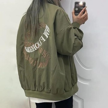 衣時尚 風衣外套 防風外套 機車外套 棉衣 S-2XL新款棒球服短外套風寬鬆夾克潮牌立領薄款字母繡花-7239.