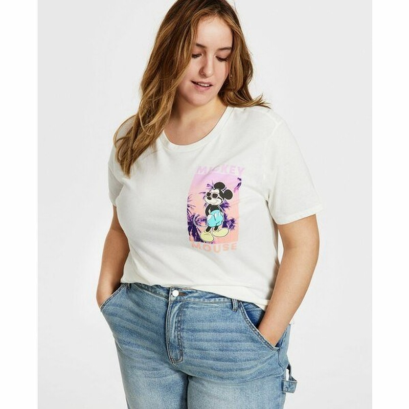 ディズニー Tシャツ トップス レディース Trendy Plus Size Tropical Mickey T Shirt Egret 通販 Lineポイント最大0 5 Get Lineショッピング
