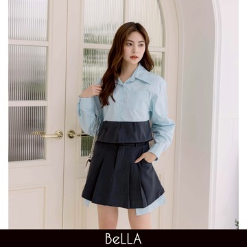 【三件$1500】BeLLA 雙色襯衣套裝 天空藍