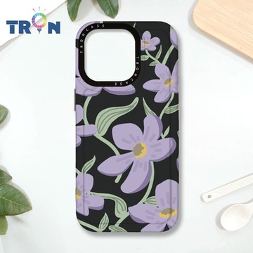 TRON IPHONE 16 PRO 平塗手繪花朵B款 MAGSAFE 磁吸 防摔 太空殼 透黑 手機殼