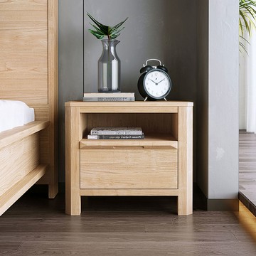 hoi!林氏木業北歐現代簡約床頭櫃HS1B-原木色