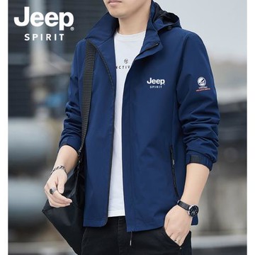 JEEP男士外套春秋季休閑風衣2023新款寬松運動夾克男裝冬棉衣加絨