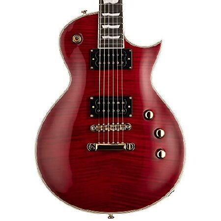 ESP String LTD Deluxe EC-1000T CTM Electric Guitar, See Thru Black Cherry, Right, (LEC1000TCTMFMSTBC)