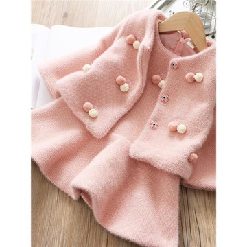 韓國女童水貂絨套裝2024新款兒童小香風短外套中小童背心裙兩件套