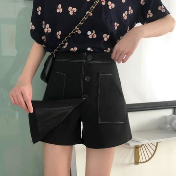 高腰不規則a字百搭明線半身裙