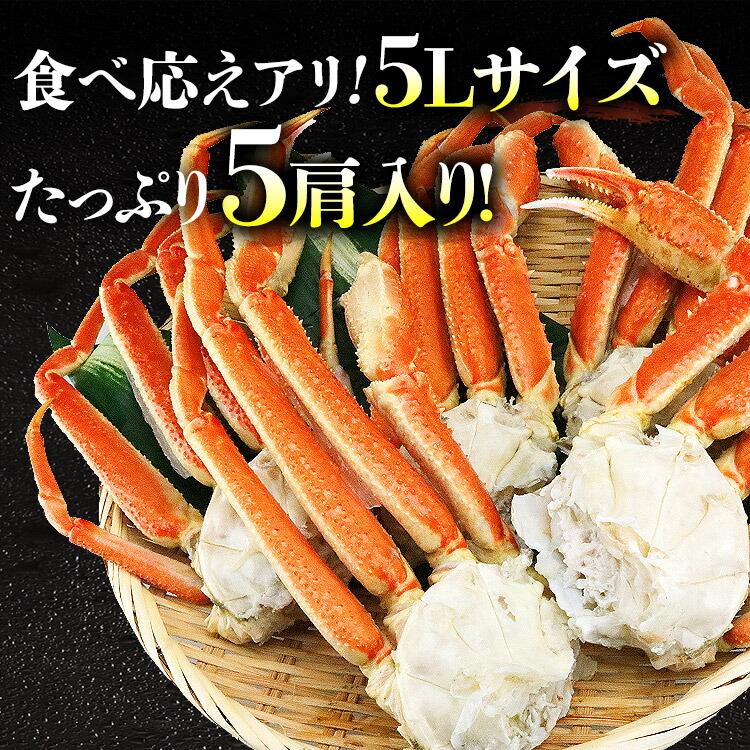 特大5Lサイズ ボイルずわいがに 5肩 総重量2.5kg NET2.1〜2.2kg ズワイガニ かに 蟹 カニ お取り寄せグルメ