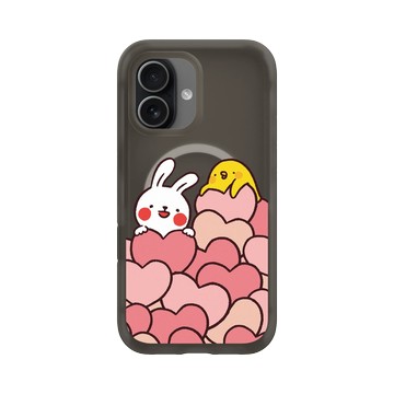 iPhone 17 AirX 本質黑 - 懶散兔與啾先生 Lazy Rabbit and Mr.Chu - Hearts