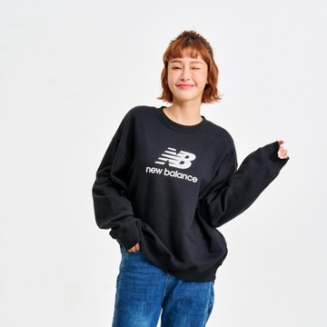New Balance NB大學T衛衣長袖上衣_女性_黑色_WT41503BK