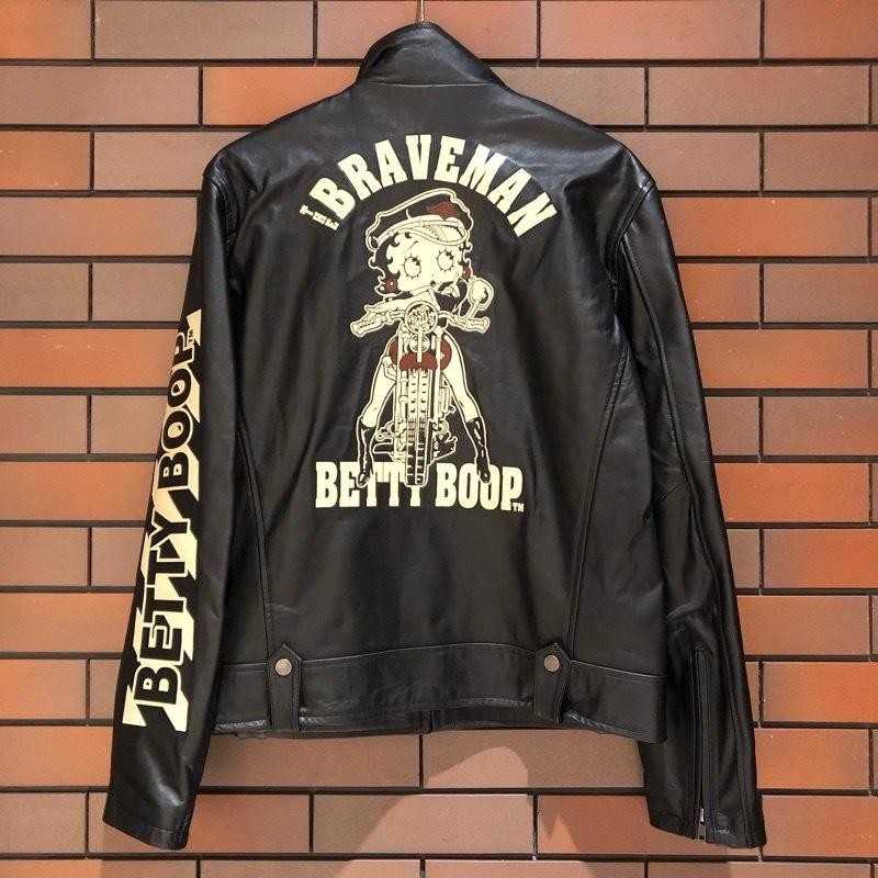 BETTY BOOP x THE BRAVEMAN ベティちゃん レザー シングル ライダース 