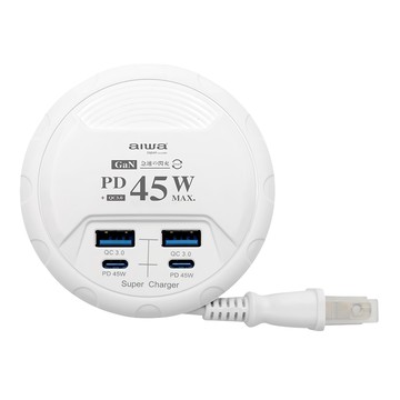 aiwa 愛華 USB電源供應器 45W氮化鎵 PD+QC3.0 快充 雙層阻燃絕緣  1個