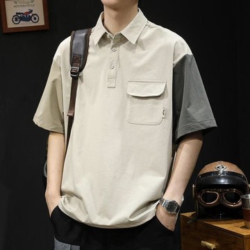 ins潮流原宿戶外山系短袖襯衫男日系polo衫新款無品牌文藝時尚襯衫 休閒襯衫 日系百搭男生襯衫 工裝襯衫男 大呎碼襯衫