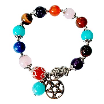 五芒星貔貅水晶手鍊 附白水晶碎石  水晶手鍊  手圍18cm