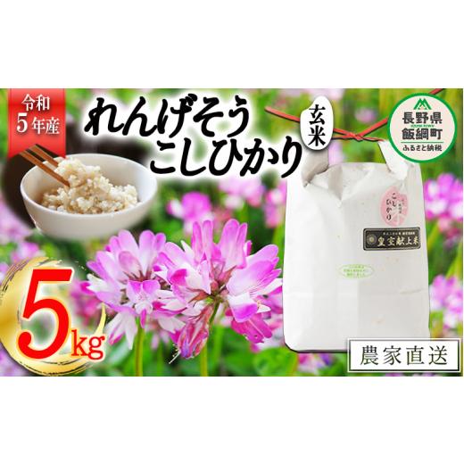 ふるさと納税 長野県 飯綱町 米 れんげそう こしひかり 玄米 5kg 令和5年産 特別栽培米 なかまた農園 2023年11月上旬頃から順次発送予定 コシヒカリ …