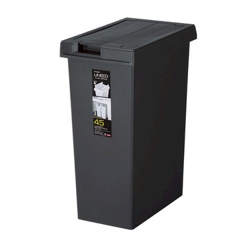 UNEED系列翻蓋對開垃圾桶45L 白色