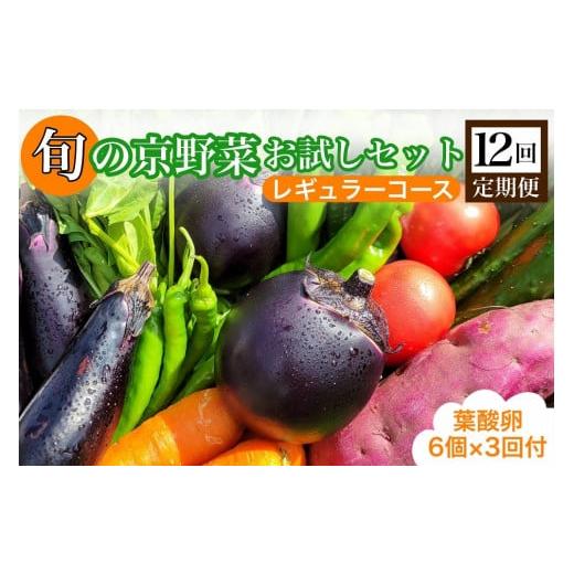 ふるさと納税 京都府 亀岡市 旬の京野菜 毎月お届けレギュラーコース（全12回）＆『葉酸たまご』6個入り×1パック×3回分付 ※沖縄・離島・諸島…