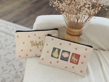 小橘花帆布收納袋/ 提供大量接單客製