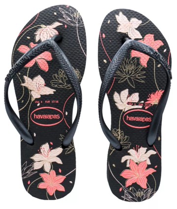 《大尺寸》havaianas 哈瓦士 巴西人字拖 女款 Slim Organic 黑 涼鞋 拖鞋 夾腳拖【南風百貨】