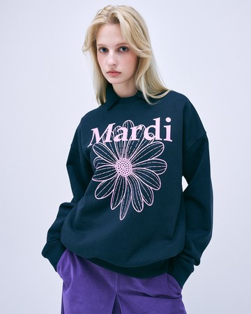 MARDI MERCREDI 印花大學TEE 海軍藍 經典小雛菊 薰衣草紫花 純棉 SWEATSHIRT FLOWERMARDI