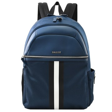BALLY 6303960 TOLAND 經典條紋尼龍雙層後背包.藍