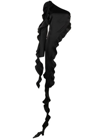 David Koma - ruffled one-sleeve top - women - Triacetate/Polyester - 10 - Black