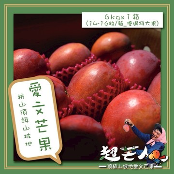 【超芒人農場】屏東枋山頂級山坡愛文芒果禮盒6kgx1箱(14-16粒/箱_優選級大果)