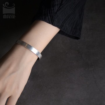 曲尾花原創設計手工99銀飾品手鐲簡約復古個性特色手環歐美風手串