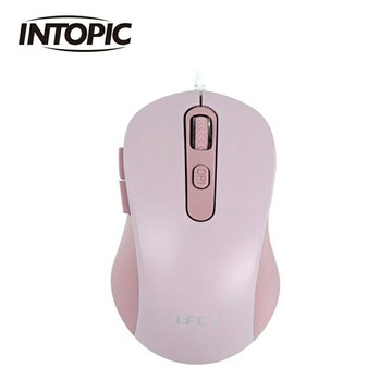 【INTOPIC 廣鼎】UFO-MS-Q112 飛碟光學有線靜音滑鼠-浪漫粉【三井3C】