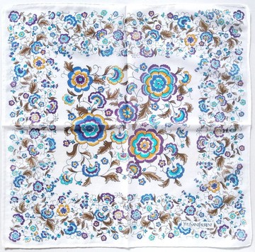 Yves Saint Laurent 古董手帕 植物花卉圖案 18.5 x 18.5 英吋