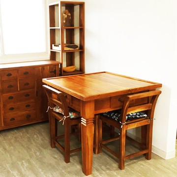 【吉迪市100%全柚木家具】ETTA003A 柚木方形設計麻將桌/休閒桌