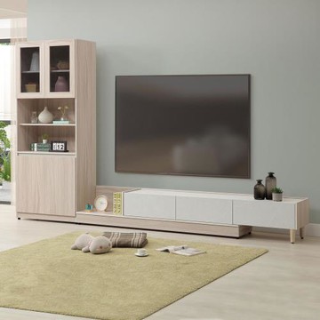 【Homelike】 喜家居可伸縮大視廳組合櫃(電視櫃+高櫃)(2502)