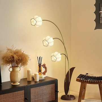 公司貨 附發票 免運 中古風花朵布藝落地燈宋式美學民宿氛圍燈家用臥室床邊落地燈