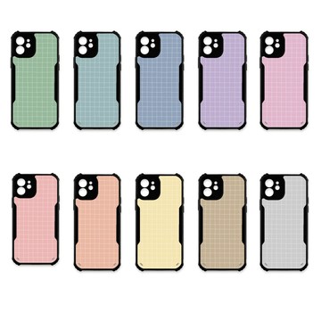 iPhone 12 殼 TRON iPhone 12 簡約格紋 四角防摔 機甲殼 軟硬殼 手機殼