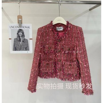 小香風家CHENANNLE粗花呢編織高級感流蘇外套女2025春季新款上衣