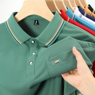 新品【夏季】短袖POLO衫男士t恤短袖中年珠地棉輕奢爸爸夏裝polo衫上衣服土有帶真口袋