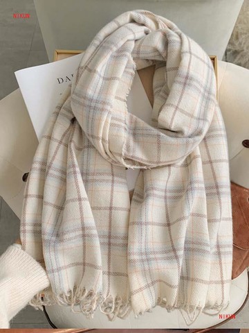 聖誕用品 公司貨 免運 開發票 圍巾冬季女感格子披肩2024新款秋百搭韓系氛圍感圍脖加厚兩用 快速出貨 交換禮物 聖誕禮品