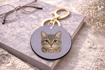 3D紋理 NFC 家庭智能鑰匙圈-貓(SO)(寵物項圈 鑰匙圈) 客製化名片