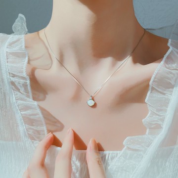 925純銀一輩子貝殼項鏈女夏季新款小眾鎖骨鏈七夕禮物送女友