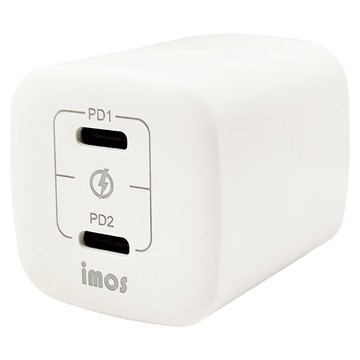 imos PD3.0/QC3.0 40W雙孔閃電充電器 35.8 x 35.8 x 43mm 50g  白色  1個