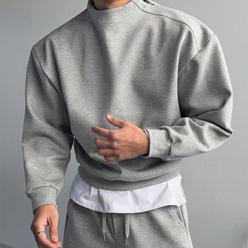 正韓極簡厚磅純棉微立領肩線拉鍊短版衛衣 2色 YUPPIE 預購商品 0209