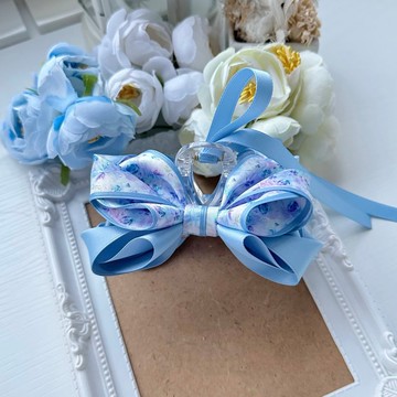 獨家款長型蝴蝶結抓夾鯊魚夾髮夾髮飾頭飾-幻彩藍色