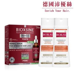 【德國BIOXSINE 沛優絲】雙動力八倍強效養髮組(養髮精華50ml*3/瓶+洗髮精360ml*2)