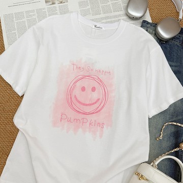 韓版寬鬆印花短袖T恤女夏季bf慵懶風休閒百搭上衣