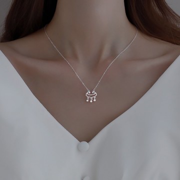 925純銀平安鎖項鏈女年新款如意長命鎖骨吊墜小眾設計感