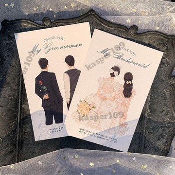◎誓言卡◎ 手繪婚禮感謝卡伴娘伴郎感謝卡邀請卡閨蜜兄弟伴手禮卡片免運⚡