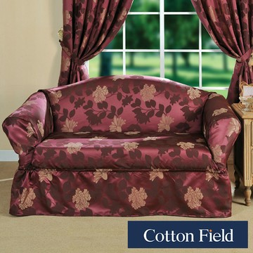 cottonfield 【米蘭】緹花雙人沙發便利套-紫紅色