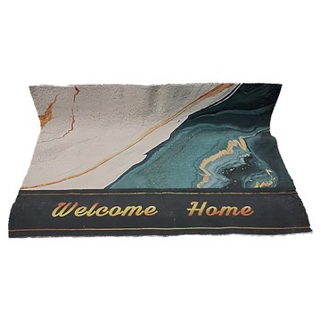 北歐風刮沙絲圈地墊 Welcome Home  120 x 100cm  流金奢綠  1個