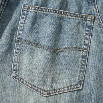 斜插袋高端舒適彈力水洗牛仔褲男士高街美式復古寬松直筒褲男大碼