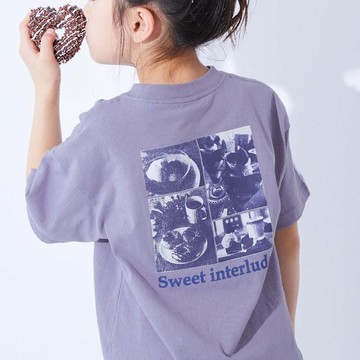 日本 devirock - 100%棉 定番可愛女孩印花短袖上衣-印刷照片-羅蘭紫