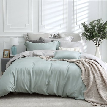 HOYACASA 300織天絲床包四件組 薄被套/兩用被套- 灰暮青崧