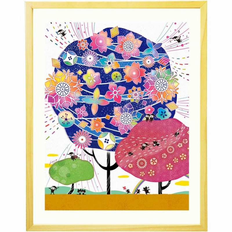 油絵  (プレゼント) 退職祝い 餞別品 お礼品 絵 幸せアート(しあわせ花音-カノン) 藍
